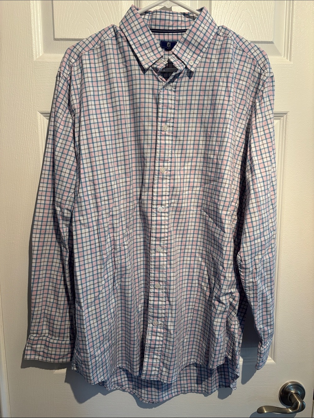 FootJoy Men's Long-Sleeve Plaid Button-Down Shirt - Blue & Pink